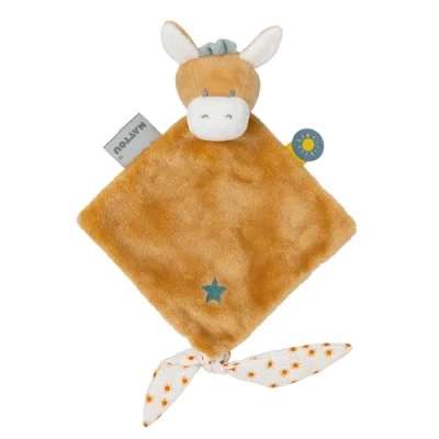 Abbildung von Nattou Mini Schnuffeltuch aus Polyester, Esel Leo, Für Neugeborene und Frühchen, Ca. 28 cm, Felix Beige