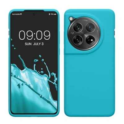 Abbildung von kwmobile Hülle kompatibel mit OnePlus 12 Silikon Handy Case Handyhülle weiche Oberfläche kabelloses Laden Cool Glacier