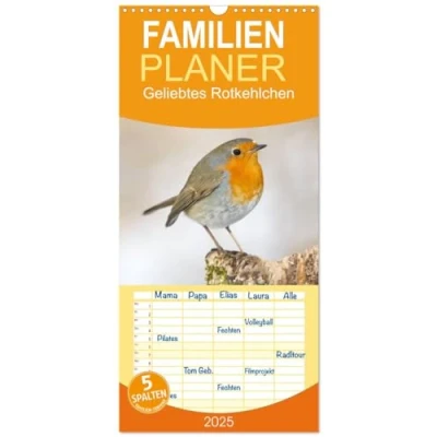 Abbildung von Familienplaner 2025 Geliebtes Rotkehlchen mit 5 Spalten (Wandkalender, 21 cm x 45 cm), CALVENDO