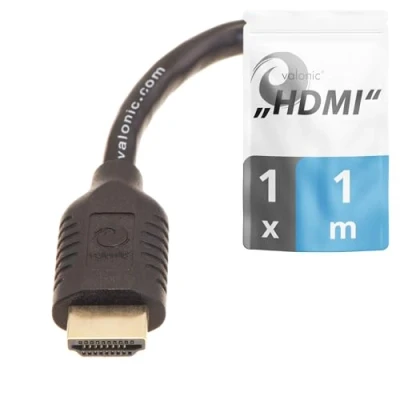Abbildung von valonic hdmi Kabel kurz, 1m 4k, ARC, UHD, Full HD, Ethernet schwarz, 100cm, TV Kabel, Monitorkabel, cable für PC, PS5 oder Switch