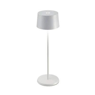 Abbildung von Zafferano, Olivia Pro Lampe, Tragbare und Wiederaufladbare Tischlampe mit Touch Control, Geeignet für Wohnzimmer Außenbereich, Dimmer, 2200 3000 K, Höhe 35 cm, Farbe Weiß