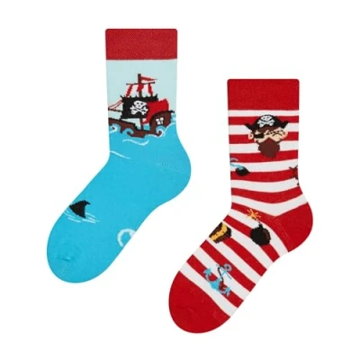 Abbildung von Dedoles Socken Kinder Mädchen Jungen Baumwolle viele lustige Designs Weihnachtssocken 1 Paar, Farbe Rot, Motiv Pirat, Gr. 27 30