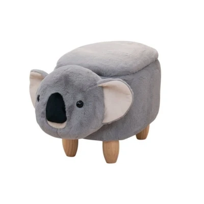 Abbildung von SVITA Tierhocker mit Stauraum Kinderhocker Ordnungshelfer Sitzhocker Polster Holzbeinen Kinderzimmer Deko Sitzbox Tier Motiv Koala