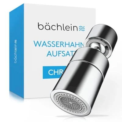 Abbildung von Bächlein Küchenarmatur Hochwertiger Wasserhahnaufsatz mit 2 Strahlarten (Chrom) gerader Aufsatz 360 Schwenkbereich