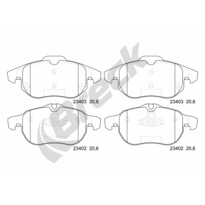 Abbildung von BRECK 23402 00 701 Bremsbelagsatz für Verschleißwarnanzeiger vorbereitet OPEL: Vectra C Limousine, Zafira B, Astra H Schrägheck, SAAB: 9 3 Kombi