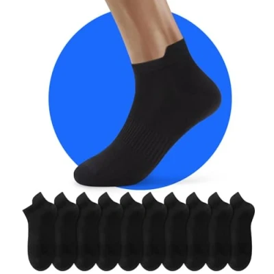 Abbildung von NUOZA Socken Damen 35 38 Schwarz Laufsocken Herren Sneaker Kurz Snickers Halbsocken Halbe Sport Söckchen Wandersocken Baumwolle 10 Paar