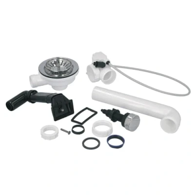 Abbildung von Blanco Einbauspüle Ablaufgarnitur 3,5&quot; Ablauffernbedien. Überlauf eckig horizontal