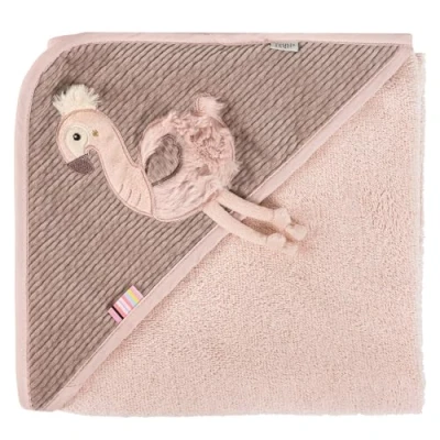 Abbildung von Fehn Kapuzenbadetuch Flamingo Bade Poncho aus Frottee mit Kapuze und niedlichem Motiv saugstark &amp; kuschelweich für Babys Kleinkinder ab 0+ Monaten