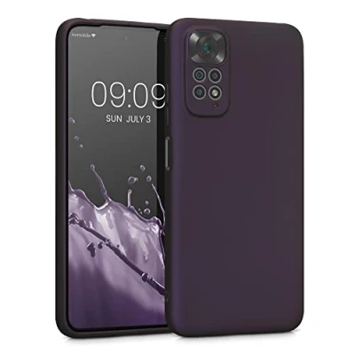 Abbildung von kwmobile Handyhülle kompatibel mit Xiaomi Redmi Note 11 / 11S Hülle weiche Silikon Case metallisch schimmernd in Metallic Brombeere