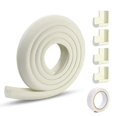 Abbildung von Vicloon Kantenschutz, Baby Kantenschutz 2M und 4 Stück Eckenschutz aus Schaumstoff, Länge für Scharfe Möbel Ecken &amp; Tischschutz (Beige)