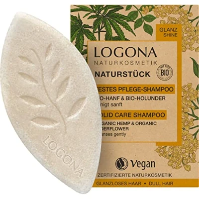 Abbildung von LOGONA Naturkosmetik Festes Haarshampoo für mehr Glanz und natürlich gesundes Haar, Shampoo Bar mit veganer Formel aus Bio Hanf Holunder, Wie Haarseife, 1 x 60 g