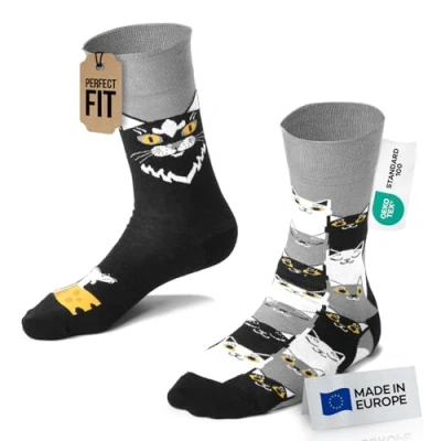 Abbildung von Many Mornings Freizeitsocken Black Cat Socken mit Katzen in 43 46 im Paar