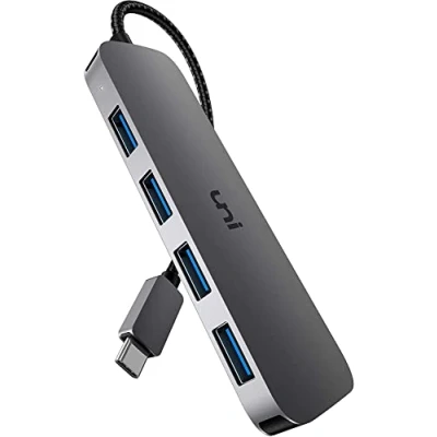 Abbildung von uni USB C Hub mit 4 Port 3.0 ultradünner Daten aus Aluminium, für MacBook Pro/Air, iPad Dell XPS, Surface Book, iPhone 15 Serie usw.