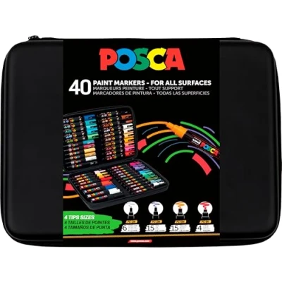 Abbildung von POSCA Geschenkkoffer, 40 Farben und Strichstärken sortiert