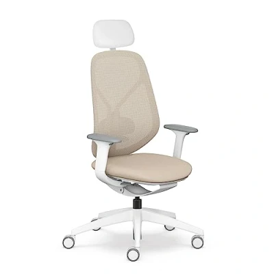 Abbildung von Sedus se:kit Drehstuhl mit Membranbespannung, 2D Armlehnen, Nacken &amp; Lordosenstütze, 100% Recyclingfähig, Made in Germany, Beige, Höhenverstellbar 40 53cm, bis 150kg belastbar
