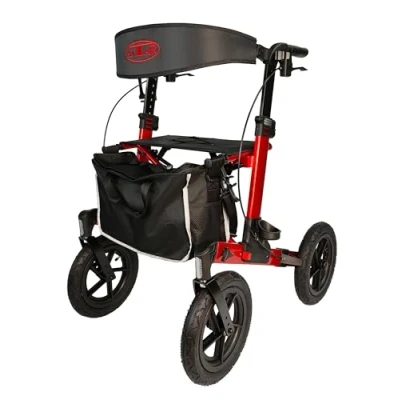Abbildung von Antar Rollator Outdoor Aluminium mit Luftbereifung zusammenklappbar, Getränkehalter und Gehstockhalter Klicksystem
