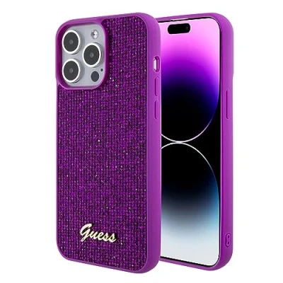 Abbildung von GUESS GUHCP15XPMSDGSF Hülle für iPhone 15 Pro Max 6.7&quot; Fuchsie hardcase Disco Metal Script