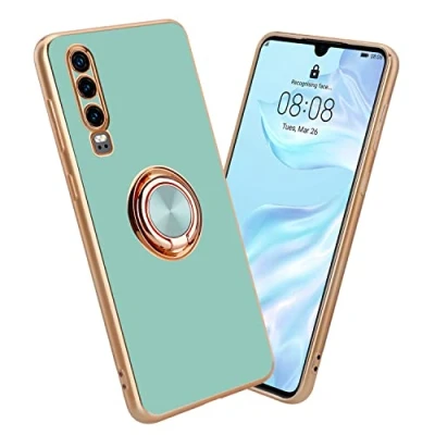 Abbildung von Cadorabo Hülle kompatibel mit Huawei P30 Schutzhülle TPU Silikon Case Ring Design Kameraschutz Slim Kratzfest Weiche Gummi Rundumschutz für in Türkis