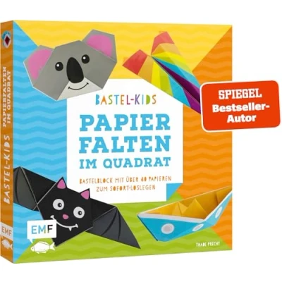 Abbildung von Papierfalten im Quadrat Bastel Kids: Bastelblock Mit über 40 Papieren zum Sofort Loslegen für Kinder ab 5 Jahren aufgedruckten Faltlinien und ... 3