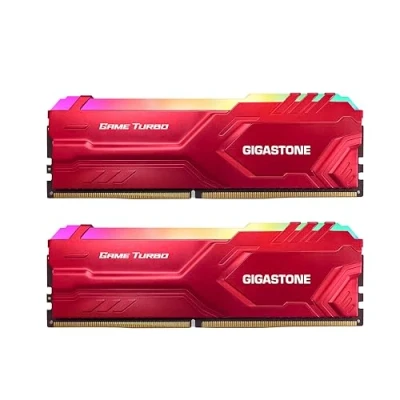 Abbildung von [RGB DDR4 RAM] GIGASTONE RGB Game Turbo (Red) Desktop RAM 16GB (2x8GB) 3200 MHz PC4 25600 CL16 1,35 V 288 Pin/Polig Ungepuffert Nicht ECC Computer Speicher (Nur PC Desktop)