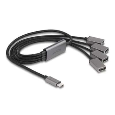 Abbildung von Delock 4 Port USB 2.0 Kabel Hub mit Type C™ Anschluss 60 cm