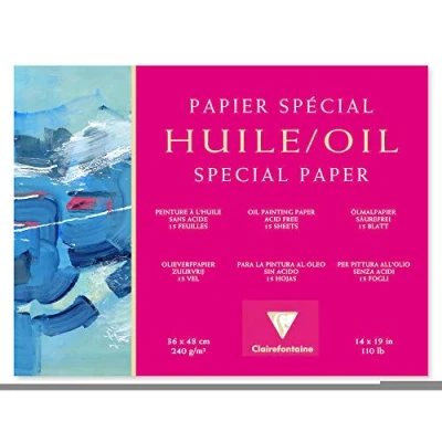 Abbildung von Clairefontaine 96494C Huile Ölpapier Block (4 seitig verleimt, 25 Blätter, speziell für Ölfarben geeignet, 240 g, 36 x 48 cm) weiß