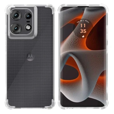 Abbildung von Cadorabo Hülle kompatibel mit Motorola Moto Edge 50 Pro Silikon Handyhülle Case aus [Nie vergilben Technologie], Kratzfeste und stoßfeste Schutzhülle VOLL TRANSPARENT