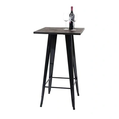 Abbildung von Mendler Stehtisch HWC A73 inkl. Holz Tischplatte, Bistrotisch Bartisch, Metall Industriedesign 107x60x60cm schwarz