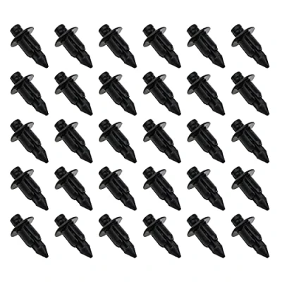 Abbildung von eMagTech 30 x Kunststoff Verkleidungs Clip Nieten für Zierleisten, schwarz, 6 mm Loch, kompatibel mit Honda, Yamaha, Suzuki, Kawasaki