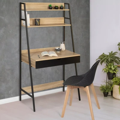 Abbildung von IDMarket Boston Schreibtisch mit 1 Schublade, Schwarz, Industriedesign