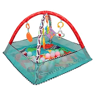Abbildung von 2 in 1 Spieldecke für Babys, Spielmatte und sensorische Spielzeuge das Spielen der Bauchlage, ab Geburt mit Lichtern, Musik bunten Charakteren, Babyspielzeug