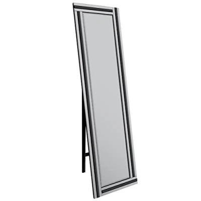 Abbildung von MirrorOutlet YC123 YC123, freistehend, dreifach abgeschrägt, groß, mit Spiegel, 150 x 40 cm, Schwarz