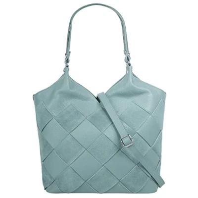 Abbildung von Samantha Look Shopper Echt Leder Damen Made in Italy, Vielseitige Umhängetasche, Flechtoptik, Smartphonefach 021388