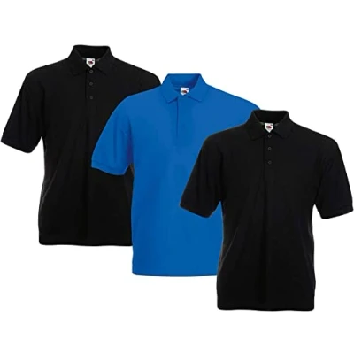 Abbildung von Fruit of the Loom Herren Poloshirt (3erPack) (M, 2Schwarz1Royal)