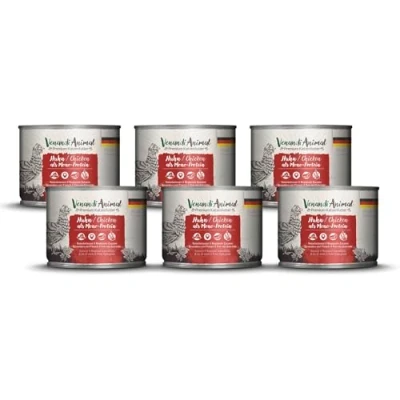Abbildung von Venandi Animal Premium Katzenfutter Huhn als Monoprotein, Nassfutter, getreidefrei und naturbelassen, 6er Pack (6 x 200g)