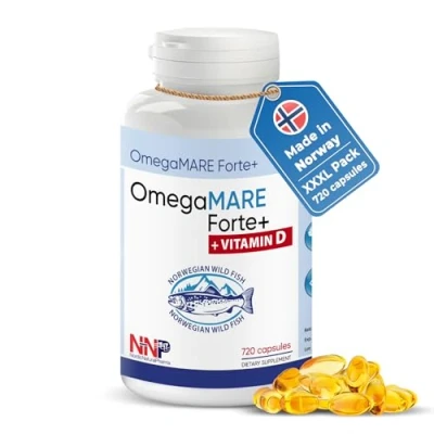 Abbildung von OmegaMARE Forte+ 720 Stück Omega 3 Nahrungsergänzungsmittel mit Fischöl, enthaltend EPA &amp; DHA DPA Fördert die Gesundheit von Gehirn, Herz und Augen
