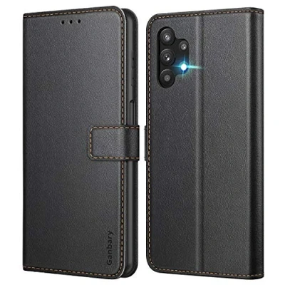 Abbildung von Ganbary Handyhülle für Samsung Galaxy A32 5G Hülle (Nicht 4G), Premium Leder Tasche [Kartenfach] [Magnetisch] [Standfunktion] kompatibel mit Schutzhülle, Schwarz