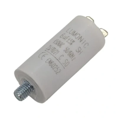 Abbildung von Lumonic Anlaufkondensator mit Stecker 6,3x0,8mm I 6µF 450V 26x55mm 6uF Motorkondensator Kunststoffgehäuse Betriebskondensator für Pumpen