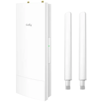 Abbildung von Cudy Outdoor AX3000 High Power WiFi 6 Access Point, IP65 wetterfest, externe FEMs, Gigabit RJ45 Ports, unterstützt 802.3at oder 48 57V Passive PoE, Blitzschutz, MU MIMO