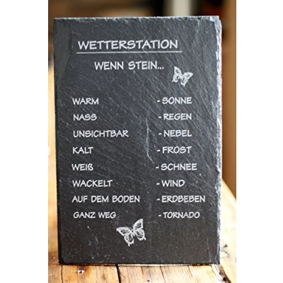 Abbildung von condecoro Schiefertafel Wetterstation Schiefer wenn Stein nass Regen Wetterstein Schild
