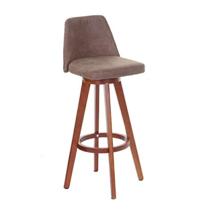 Abbildung von Mendler Barhocker HWC C43, Barstuhl Tresenhocker, Holz Textil drehbar Vintage braun, helle Beine