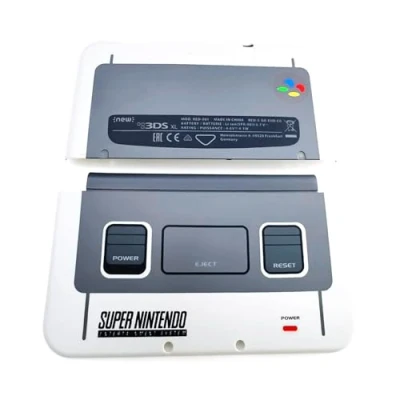 Abbildung von Neu für New3DSXL Extra Gehäuse A/E Face Shells SFC/SNES Classic Grey Ersatz, New3DS New 3DS XL LL 3DSXL 3DSLL Spielkonsolen, obere/untere Frontplatte, äußere Abdeckplatten, 2 Stück