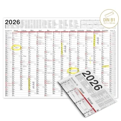 Abbildung von TOBJA Wandkalender XXL 2025 100 x 70 cm gefalzt, Jahreskalender Bürokalender Planer