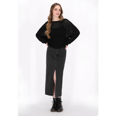 Abbildung von Dreimaster Strickpullover, Damen, Größe: M/L, Black