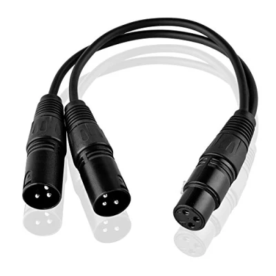Abbildung von SIENOC 30cm Mikrofon Stecker Kabel 3pin XLR Female to Dual 2 Male Y Splitter Adapter (XLR(F) (M) x 2, Schwarz)