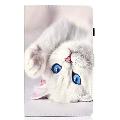 Abbildung von Lspcase Hülle für Samsung Galaxy Tab S5e 10.5 Zoll SM T720 T725 Schutzhülle PU Leder Flip Tasche Case Smart Lederhülle mit Stifthalter, Stand und Auto Schlaf/Wachen Funktion Etui Nette weiße Katze