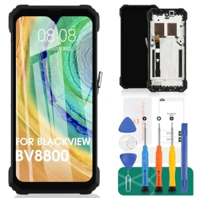 Abbildung von für Blackview BV8800 LCD Display Bildschirm Ersatz Touch Digitizer Montage Reparatur Sets (schwarz, mit Rahmen)