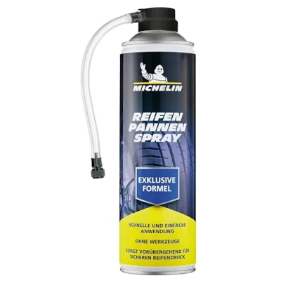 Abbildung von Michelin Reifendichtmittel Pannenspray Fürs Auto Blitzschnell Ohne Werkzeug Löcher Im Reifen Reparieren 500 ml PKW Kleine SUV und Wohnwagen