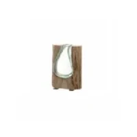 Abbildung von Leonardo Casolare, Deko Vase aus Holz und Glas, handgefertigte, rustikale Tischvase in modernem Country Style, Unikat, Höhe: 36 cm, 038510, 1 Stück
