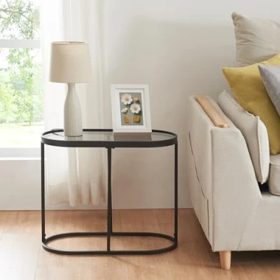 Abbildung von en.casa Beistelltisch, »Luleå« mit Glasplatte 55 x 27,5 45 cm Schwarz